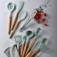 Silicone wooden soup spoon and spatula #3