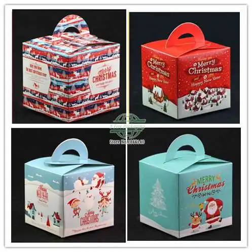 

Handle Christmas Paper box Santa Claus Deer Festival Favor Paper Candy Box Cookie Gift Boxes Christmas 100pcs/lot Free shipping