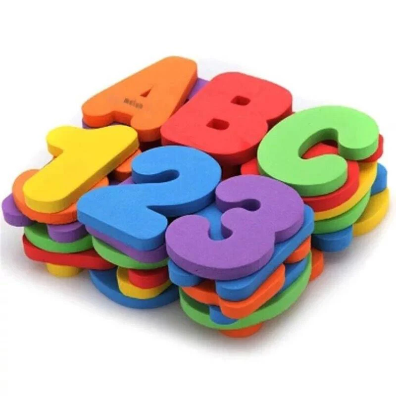 EVA 3D Puzzles Bath Foam Letters and Numbers 36Pcs English Alphabet Letters 0-9 Digitals Toys for Children Stick to the Tub Wall