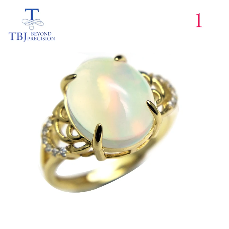 TBJ,Diversity quality ethiopian opal oval 10*12mm 3ct up natual colorful gemstone ring in 925 sterling silver for women with box