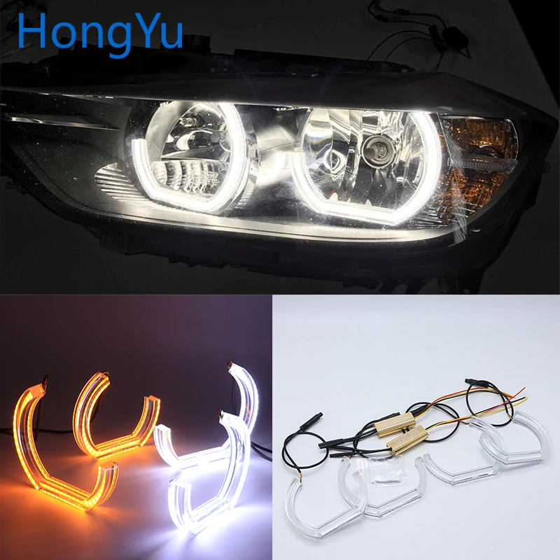 

for BMW 7 Series E38 1994-2001 LED Angel Eye Kit Dual White Amber Switchback Turn Signal Light