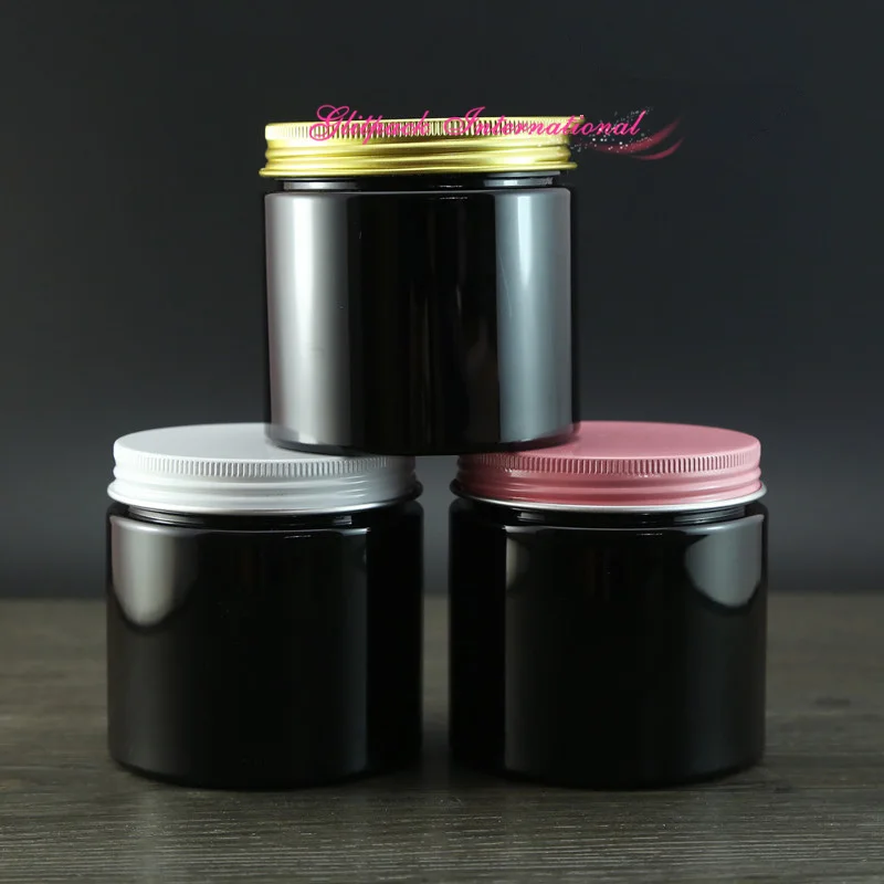 

30pcs/lot 7oz black plastic storage containers for makeup 200g lotion jars wholesale cosmetic plastic containers 200ml