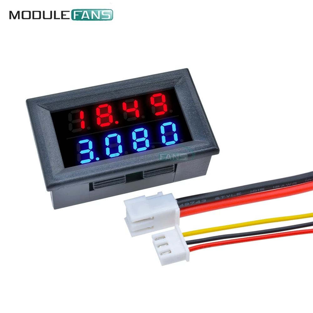 DC 100V/200V 10A Digital Voltmeter Amperemeter 5 Drähte Spannung Strom Meter Netzteil Rot Blau LED dual Display 4 Bit 0,28 Zoll – Detail 6