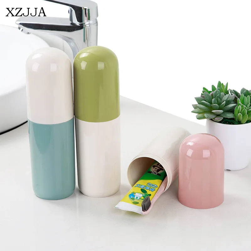 XZJJA Creative Portable Bathroom Toothbrush Storage Boxe Tooth Brush Toothpaste Organizer Travel Tableware Fork Spoons Container