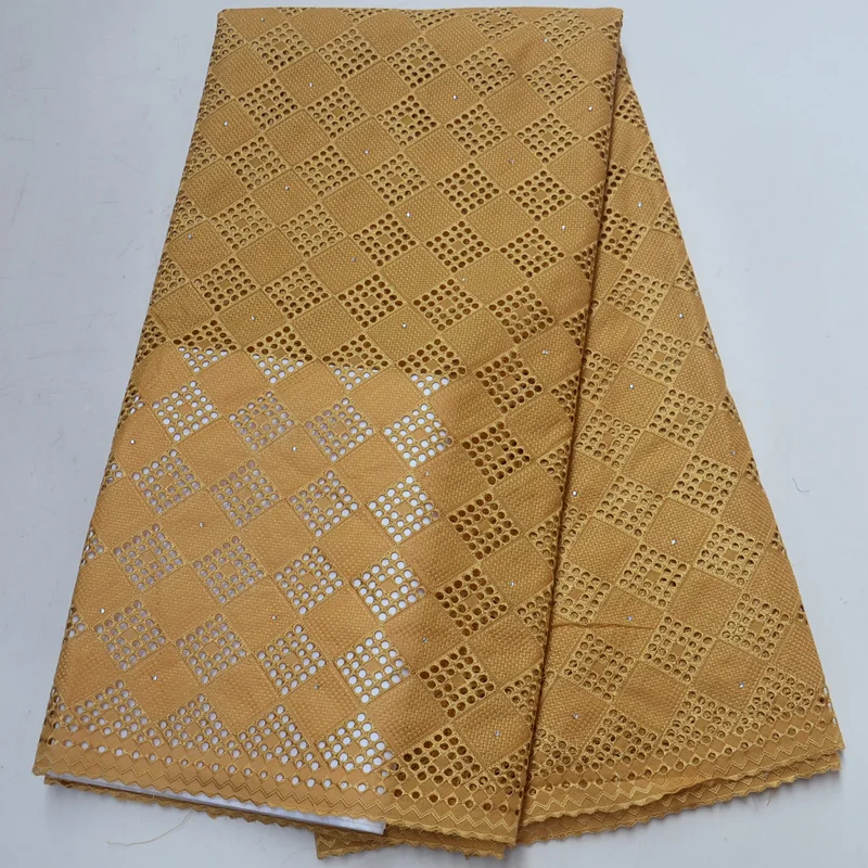 

Free shipping (5yards/pc) high quality gold African dry cotton lace fabric with simple chekered pattern for party dress CLH03