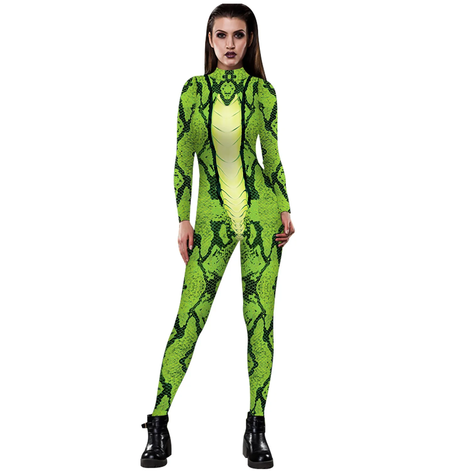 Disfraz de Halloween con estampado de leopardo en 3D, mono de serpiente Zentai, moda VIP