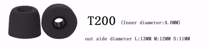 4 paia conformi T200 M punte per auricolari Memory Foam spugna cuscinetti per le orecchie per cuffie 4.0mm calibro C set tappi per le orecchie cotone