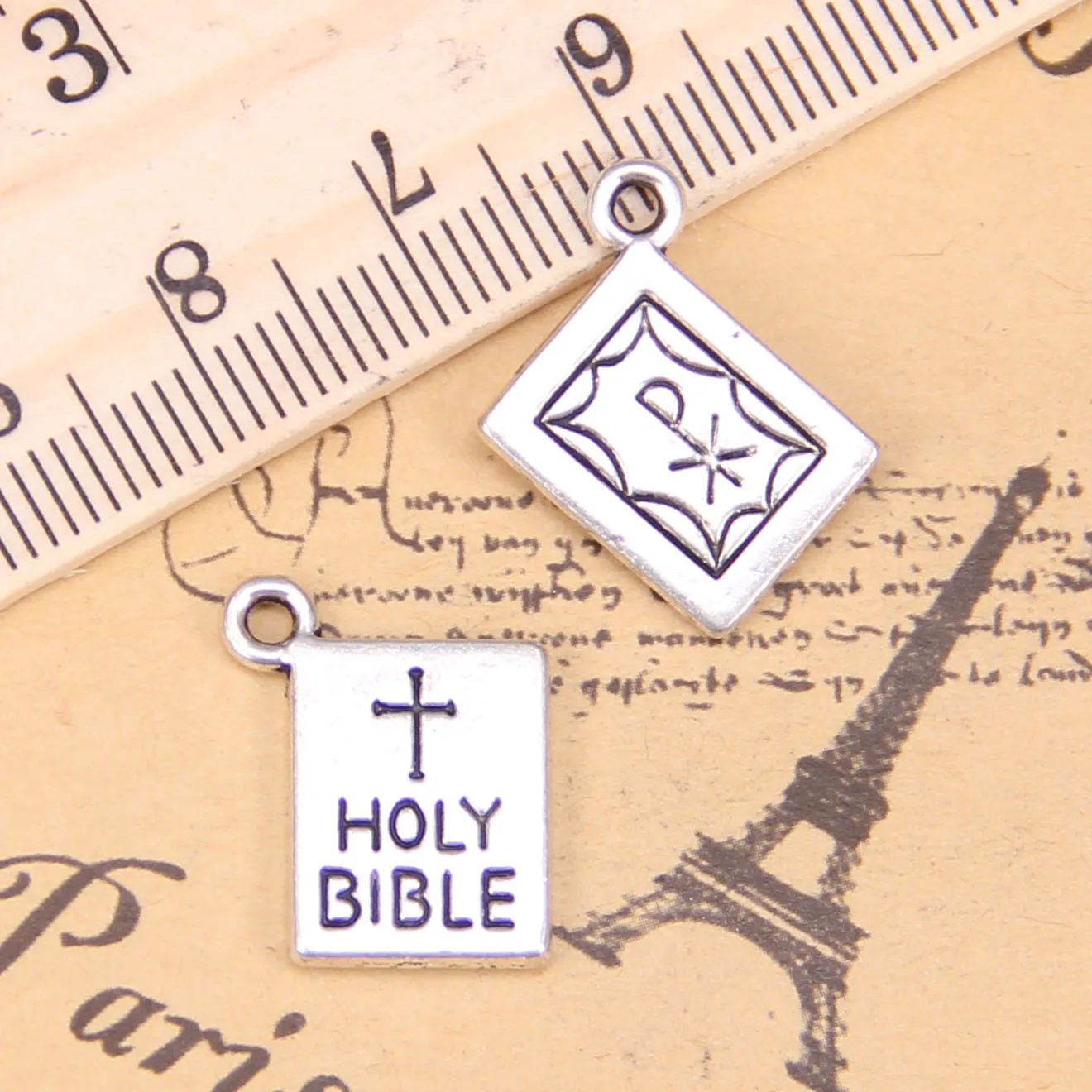 62pcs Charms For Jewelry Making book holy bible 17x14mm Antique Silver Plated Pendants DIY Tibetan Silver Bracelet Necklace