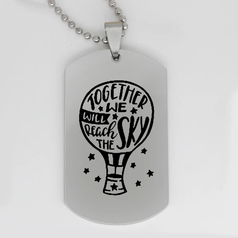 Ufine jewelry girl gift pendant army card together we will reach the sky stainless steel customed necklace N4286