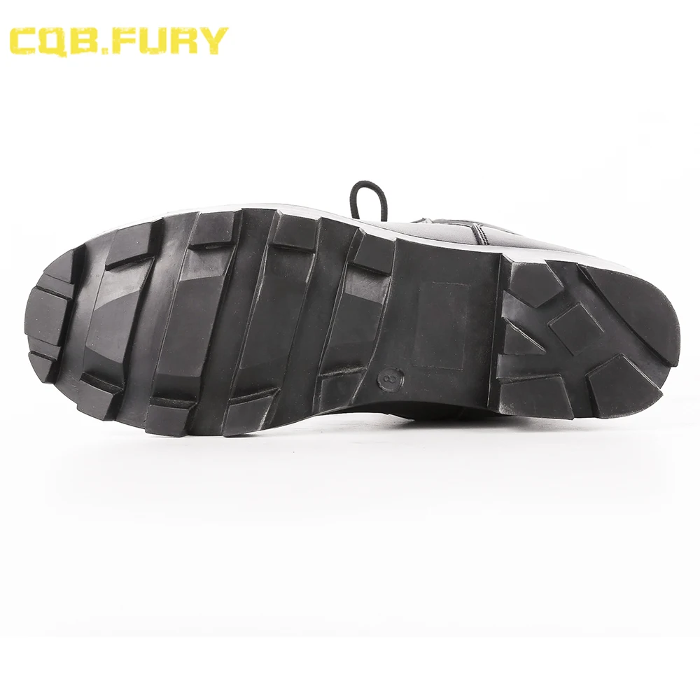 CQB.FURY Black Leather Breathable Training Tactical Hiking Boots With Zipper 38-46