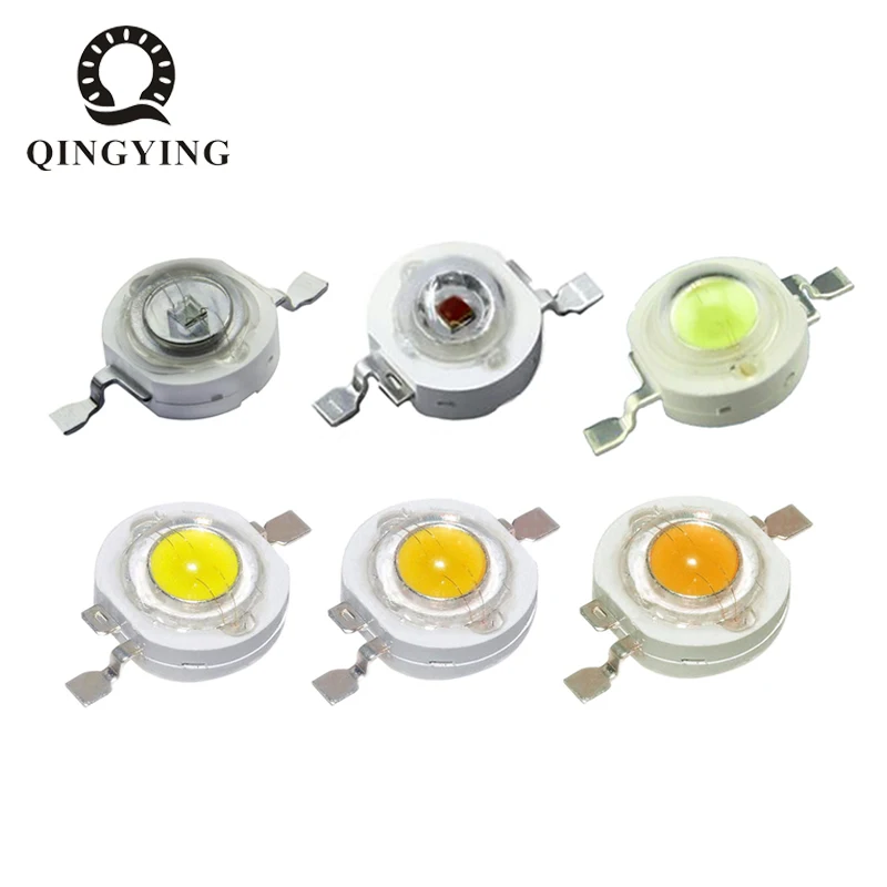 100 sztuk 1W 3W diody LED dużej mocy zimny biały naturalny biały ciepły biały RGB czerwony zielony niebieski żółty źródło światła