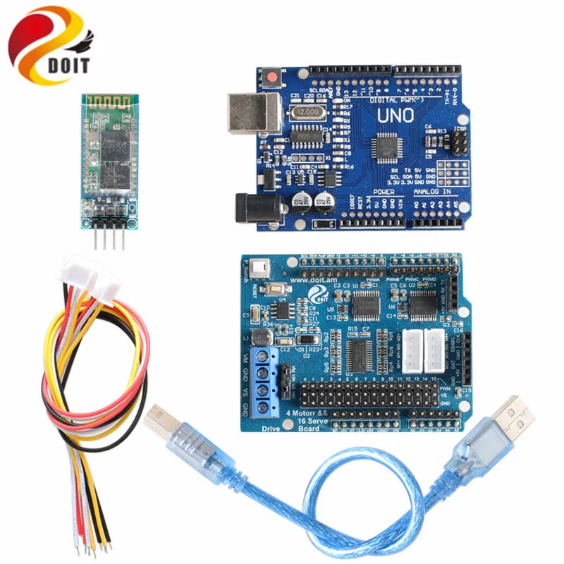 Bluetooth, WiFi, Handle Robot Car Arm Controller Kit for Arduino with Motor Driver Board, WiFi Module, Bluetooth Module