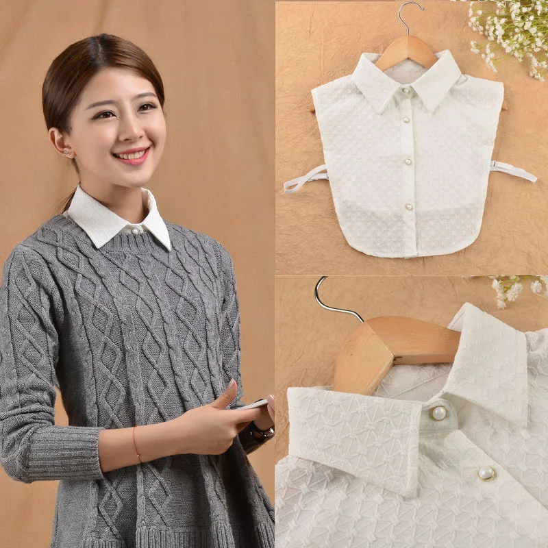 YSMILE Y Sweet Women Fake Collar Side Pure Color Flower Shirt Lady White Adjust Removable Collar B79