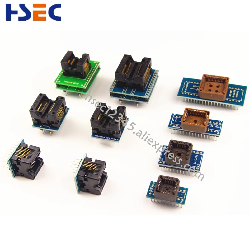 Good Quality 10pcs TSSOP28+SOP28+SOP20+SOP16+SOP8+PLCC44+PLCC32+PLCC28+20 Adapter for TL866CS/A/TL866II Plus/RT809H Programmmer