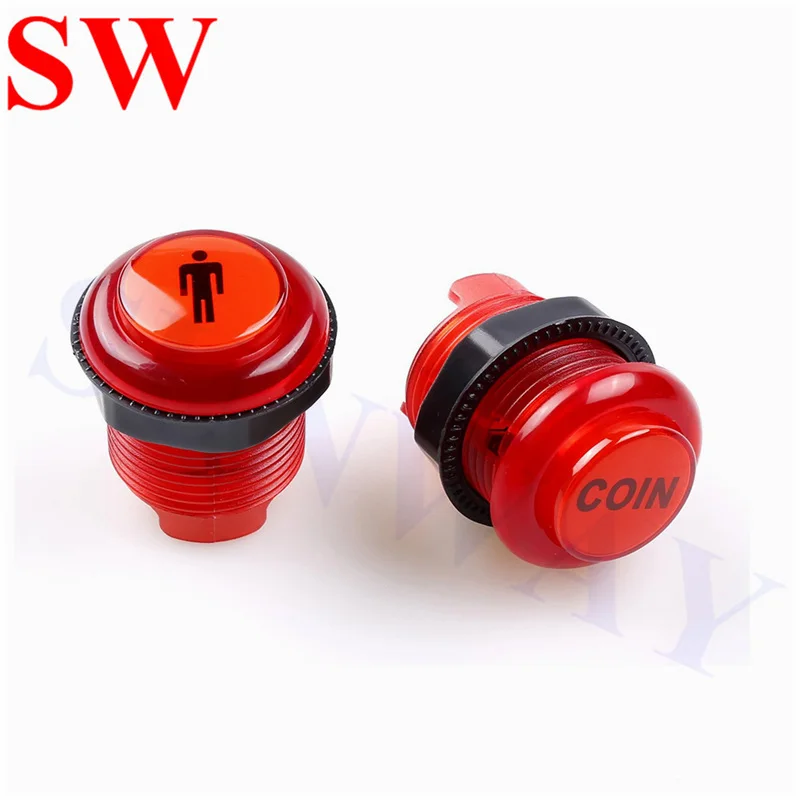 4 pcs 28mm rodada Anel-Fixação de Arcade botão moeda Única dupla botão 1 p/2 p LEVOU iluminado Botão com microswitch