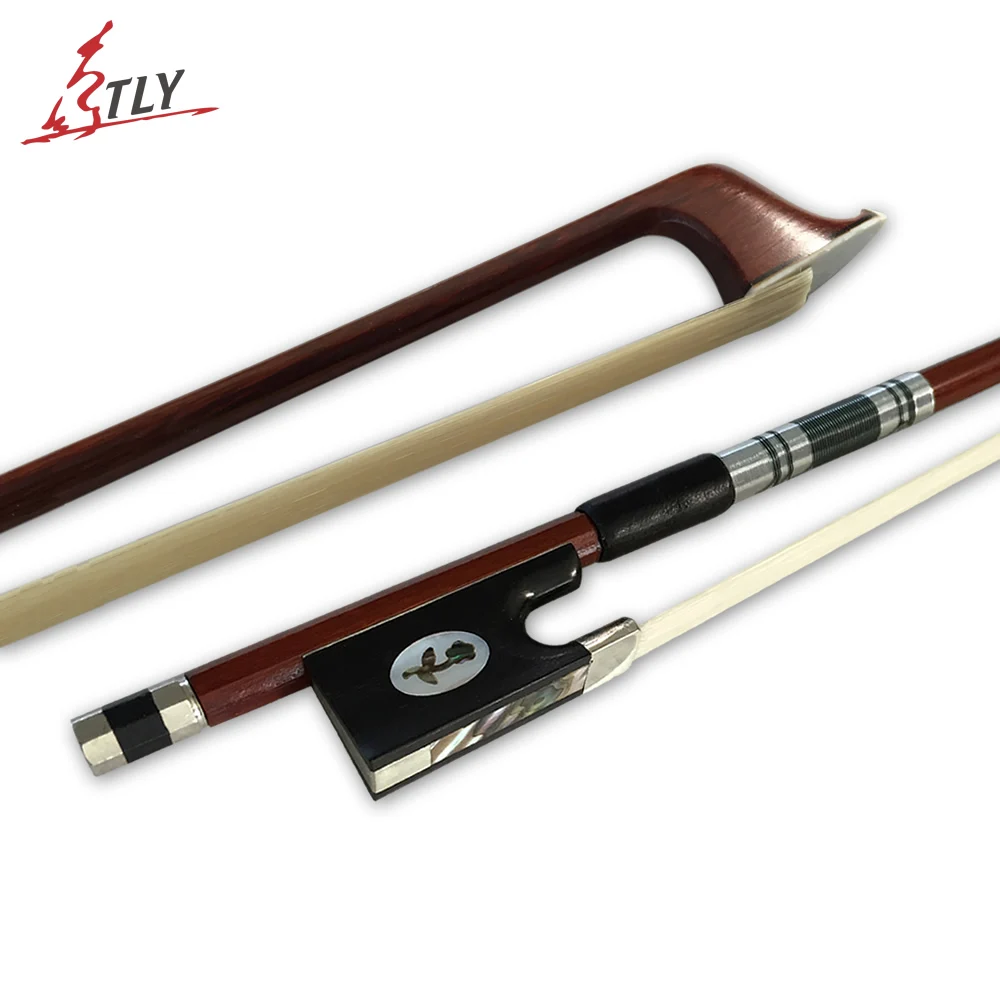 

TONGLING High Quality Full Size Violin Fiddle Bow White Horsehair Ebony Frog Carved Wintersweet w/ Colored Shell Violin Parts