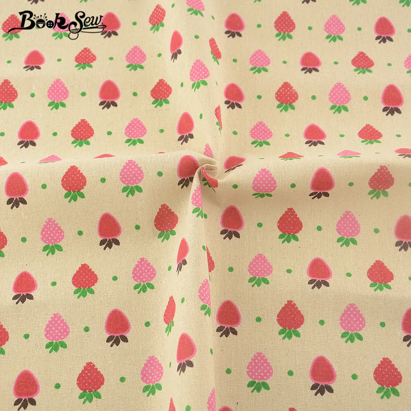 Booksew Tissu Cotton Linen Fabric Strawberry Design Sewing Material Tablecloth Bag Curtain Cushion Pillow Zakka Home Textile