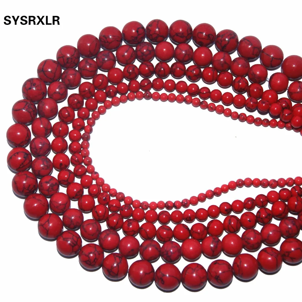 1 Strand / Pack 4/ 6/ 8 /10 /12 MM Dia Fashion Charm Red Round-Brilliant  Natural Stone Beads DIY Bracelet Necklace Making Craft