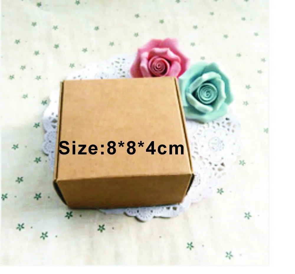 

Size 8*8*4cm Wholesale 1000PCS/LOT Kraft Paper Box Free Print 1 Color LOGO Paper Gift Box