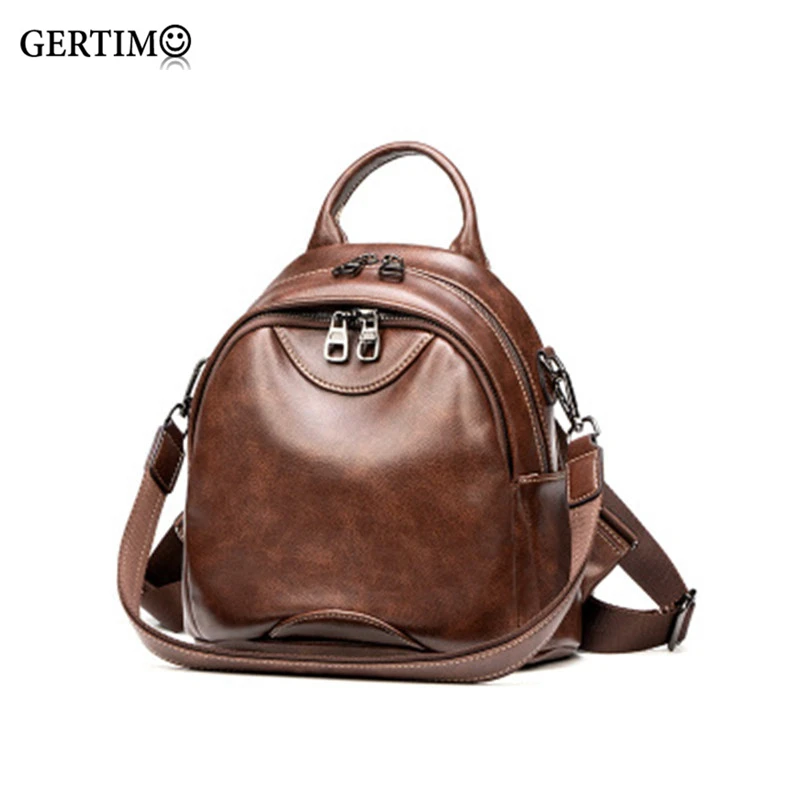 Women Small Vintage Soft Genuine Leather Backpacks Ladies Real Leather Multifunction Backpack for Traver Bag School Bagpack Girl