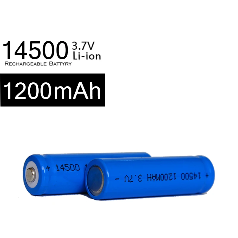 200pcs High Capacity 1200mah 14500 Battery 3.7v 1200MAH Rechargeable Lithium Batteries For LED Flashlight Laser Pen