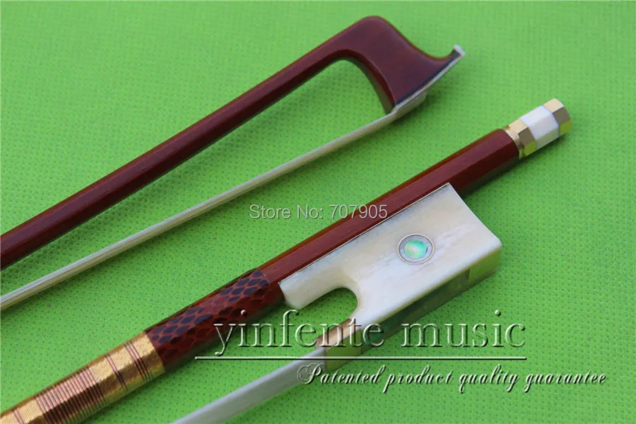 

NJX-0044# 4/4 Brazilwood Violin Bow white OX horn f rog 1 pcs Straight Pretty inlay Color