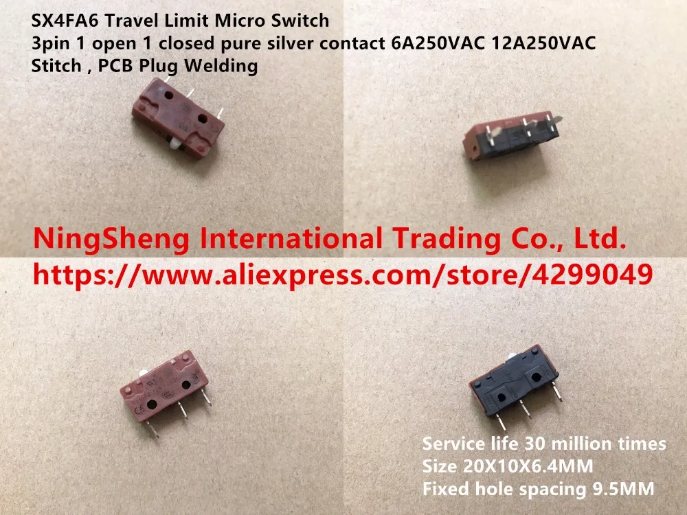 Original new 100% SX4FA6 silver contact 6A250VAC 12A250VAC PCB circuit board travel limit micro switch