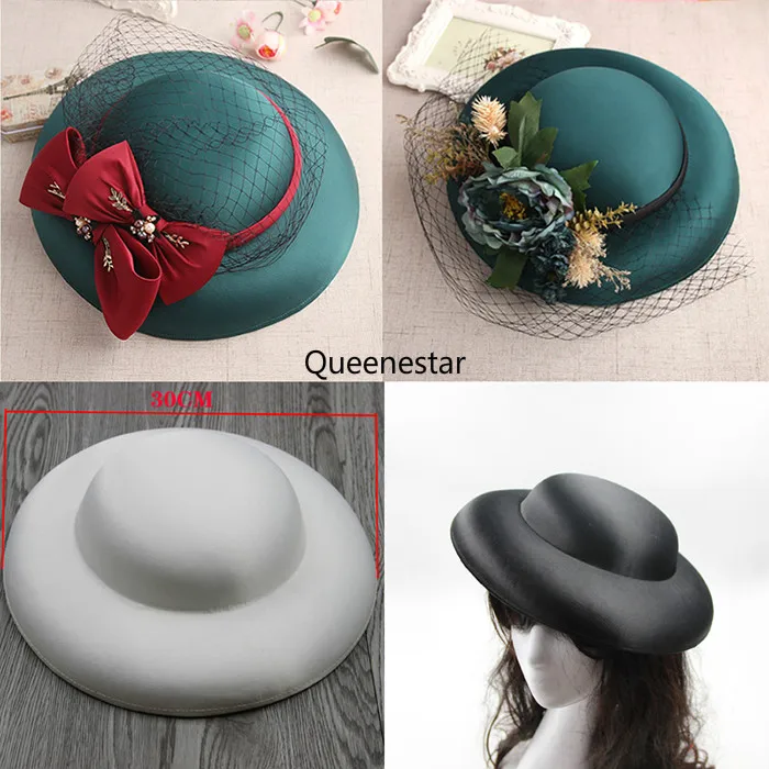 BIg 30CM DIY Bride Headwear Vintage Satin Linen Fascinator Hat Base Handmade WOmen Cocktail Wedding Party DIY  Headdress