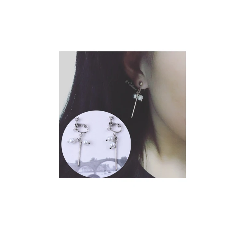 GRACE JUN Factory Direct Wholesale Clip on Earrings Without Pierced for Women Fashion Crystal Stone Shell Material Cuff Earrings