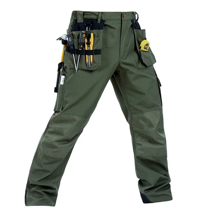 Bauskydd Men\'s High quality Polycotton workwear wear-resistance multi-pockets mens cargo  work trousers work pant army green