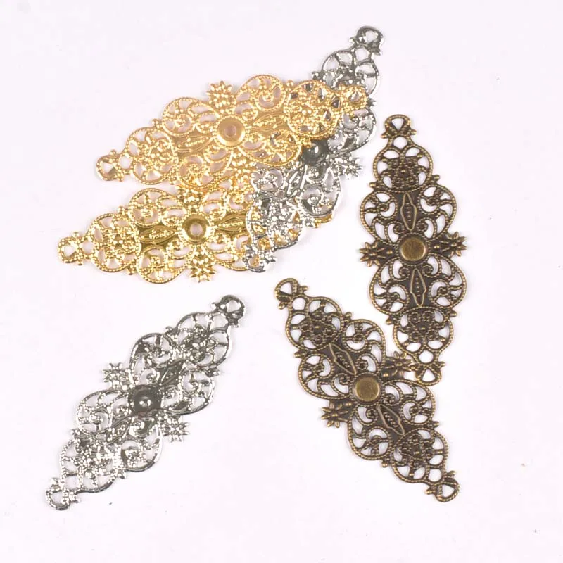 10pcs Filigree Wraps Connectors Embellishments Findings Wraps Connectors For DIY Jewelry Making 62x24mm YKL0734
