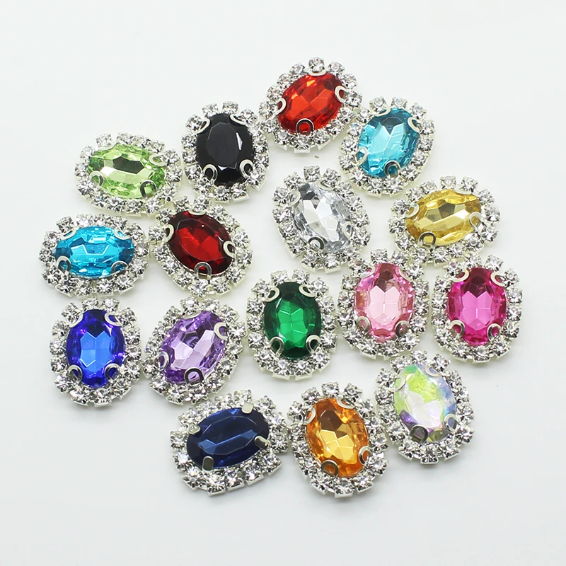 Wholesale Price 10Pcs/Lot 15*20MM Acrylic Jewelry Accessories Metal Handwork Wedding Dress Fitting DIY Creative Production Craft