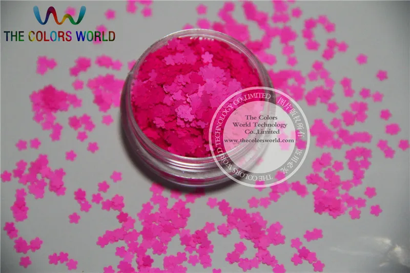 Solvent resistant - Neon Shocking Pink Color Flower Shape Glitter Spangles for Nail Polish and Other DIY decoration 1Pack =50g