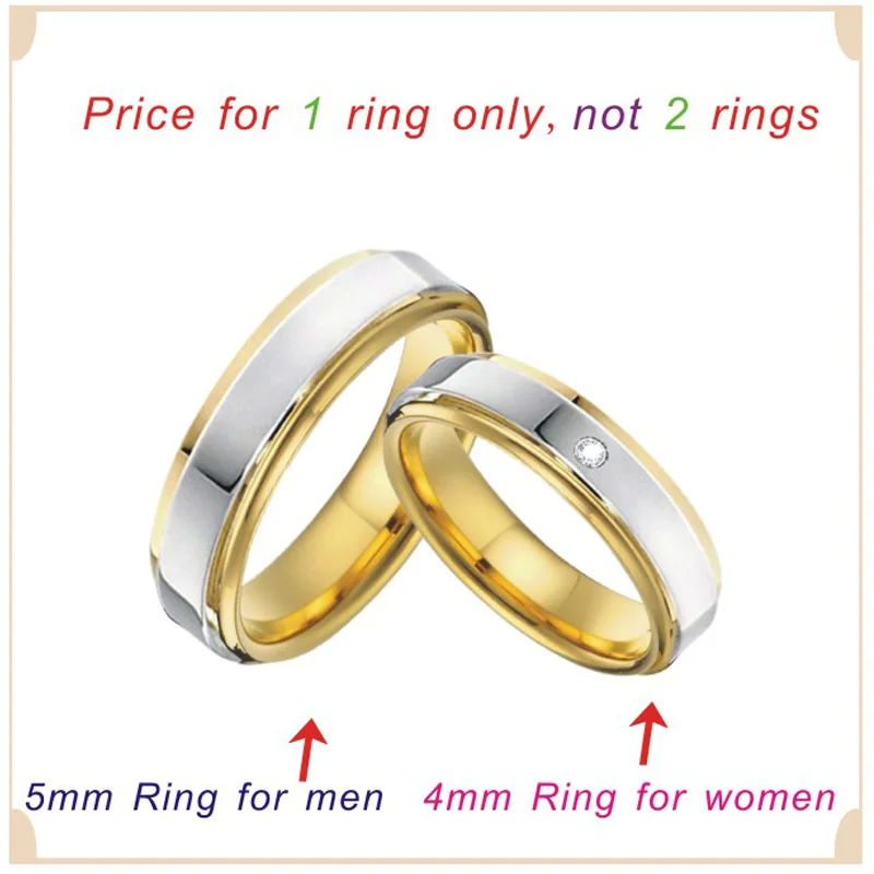 Bicolor Lover Alliance Titanium Jewelry Couple Wedding Rings Set for Men and Women Marriage Tungsten Ring 4mm 5mm 6mm