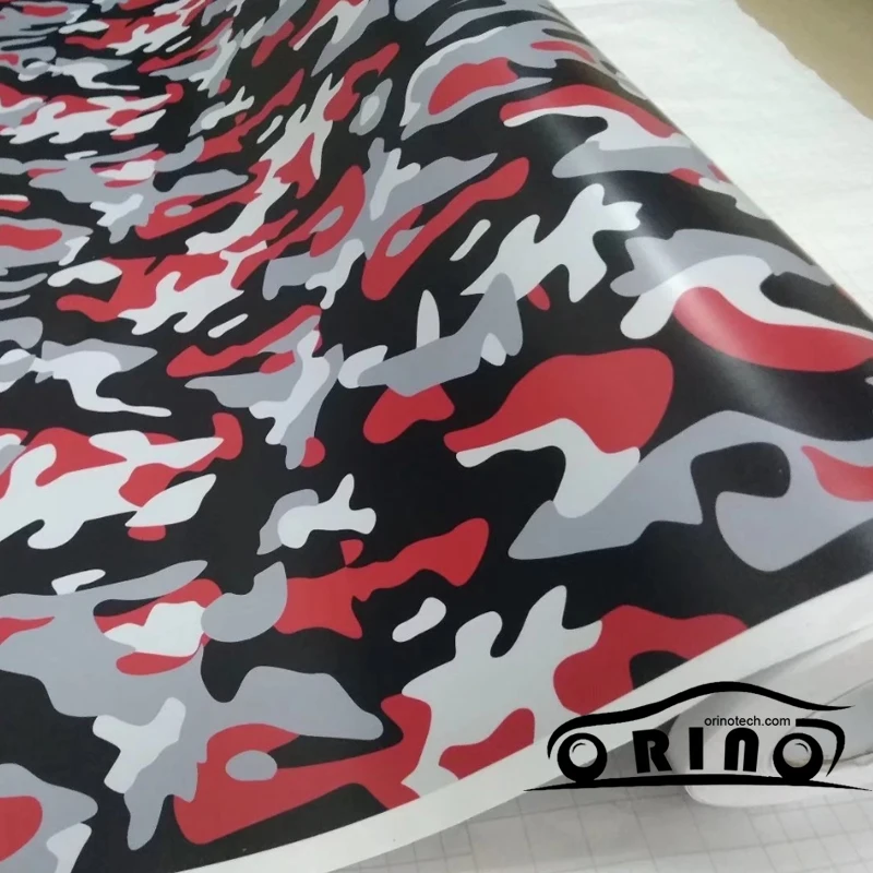 

ORINO Black Red Grey Vinyl Sheet Car Wrap Sticker Camouflage Vinyl Film Car Motorcycle Vinyl Wrapping With Air Bubble Free