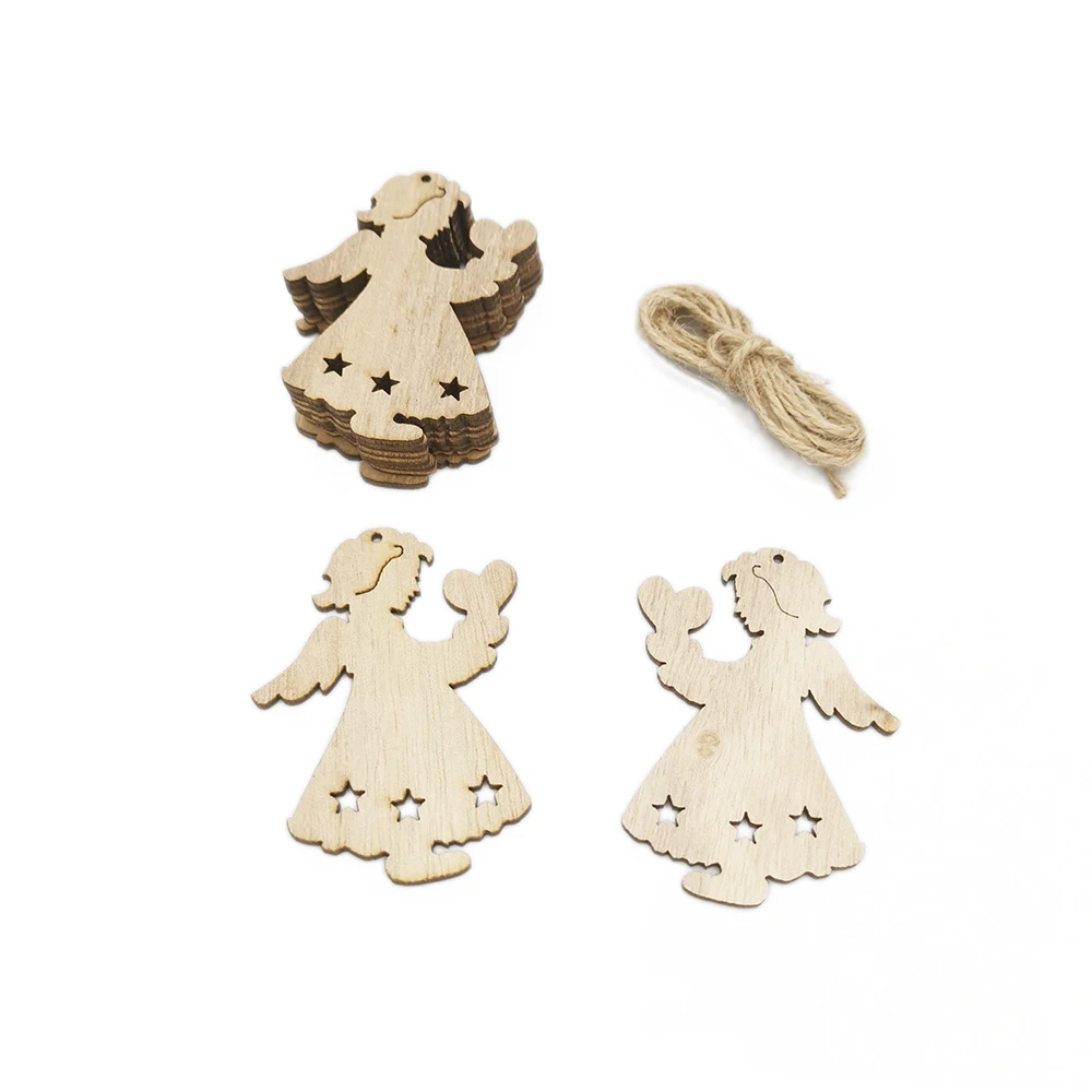 

10pcs DIY Creative Angel Christmas Wooden Pendants Ornaments Christmas Party Decorations Xmas Tree Ornaments Kids Gift