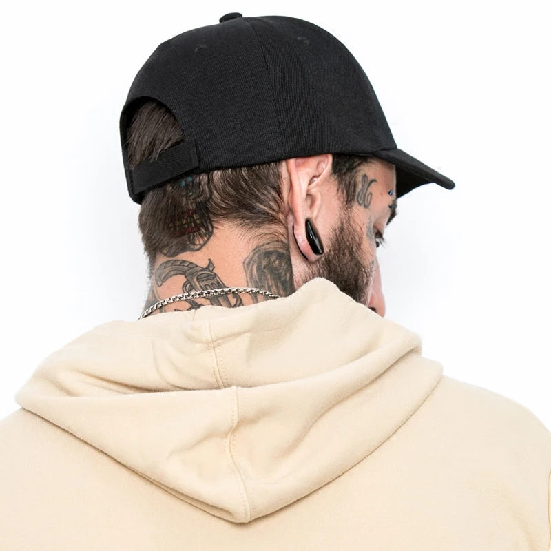 Top Quality Vintage Soft Peaked Cap Adjustable Men Black Cotton Baseball Hat With Short Visor 5cm Solid Color