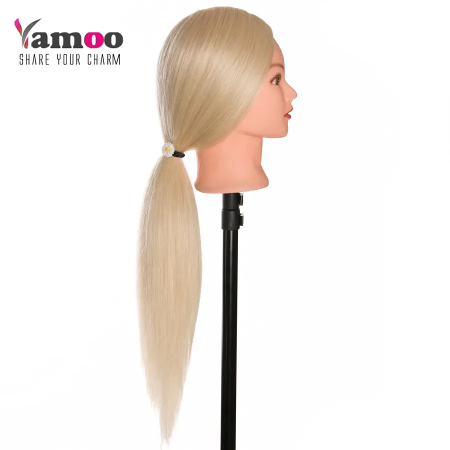 Cabeza de maniquí profesional para peluquería, cabello 40% humano grueso que se puede rizar, cabeza de entrenamiento rubia para salón de belleza