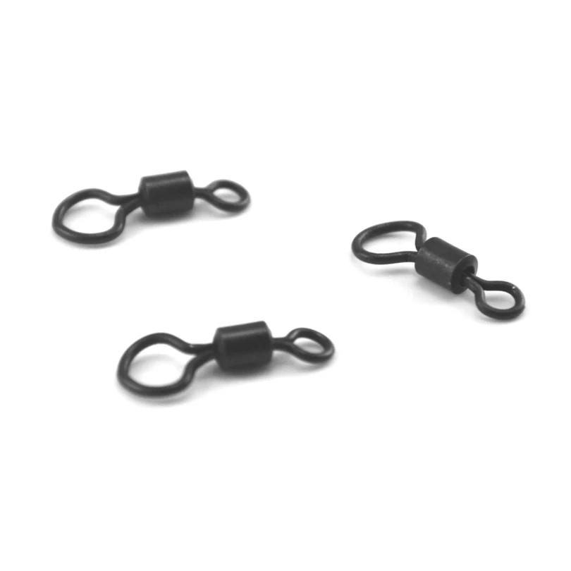 MNFT 100Pcs/Lot #4-L Carp Fishing Large Eye Rolling Swivels Matt Black Big Eye Carping Terminal Tackle for Helicopter Rig