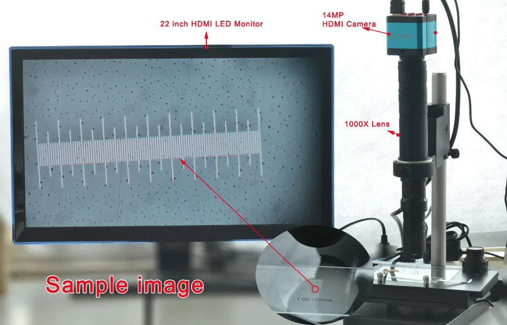 1000X Inspection Zoom Monocular C-mount Lens + Coaxial Light + Stereo Stand for PCB SMD Industrial Microscope Camera