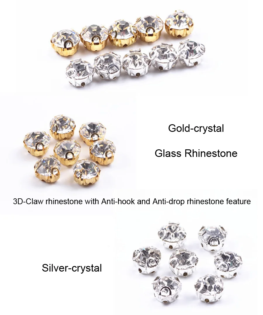 4mm-8mm Shiny Sparkle Crystal Strass zum Aufnähen von Strasssteinen für Kleidung, Kleid, Handtasche, 3D-Näh-Strasssteine, Dekoration, DIY – Detail 9