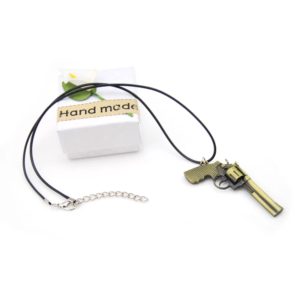 Men's Revolver Pendant Necklace Vintage Leather Chain Counter Strike Gun Necklace Male Jewelry Boyfriend Gift Souvenirs view 4
