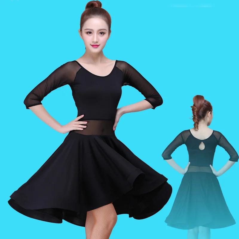 

Adult Latin Dance dress Woman Practice dress 2019 Performance Latin Dance skirt Salsa tango black Women Latin dance dresses