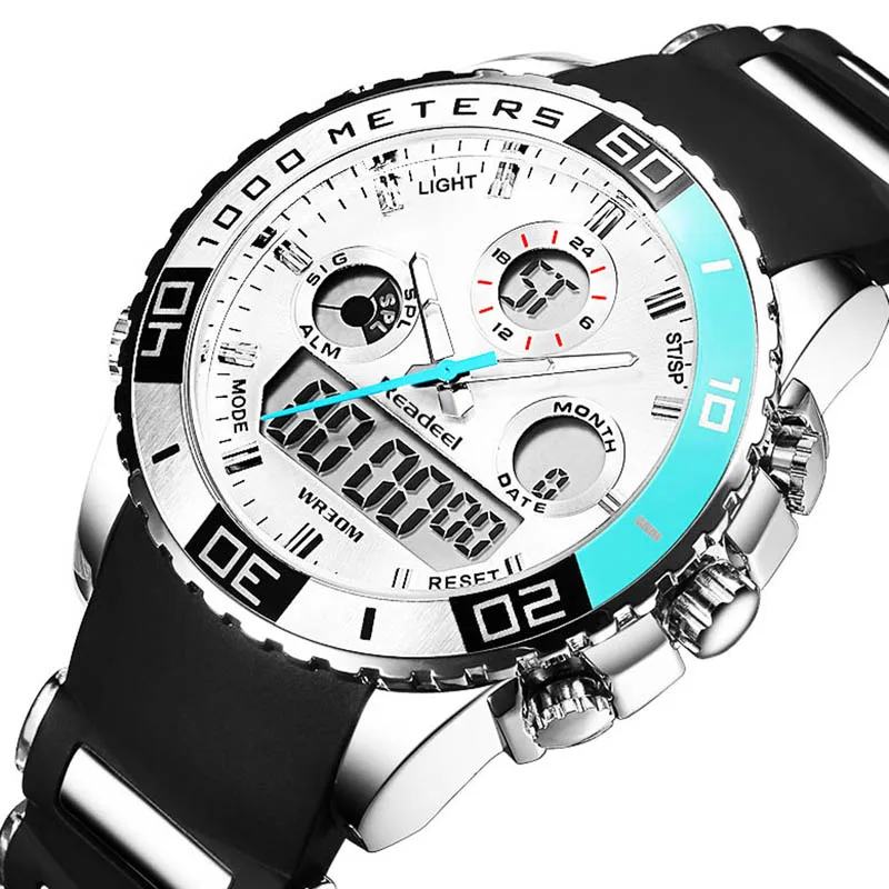 Degli uomini di Sport Orologi Impermeabile Mens Militare Orologio Al Quarzo Digitale di Allarme Cronometro Dual Time Zone Brand New relógios