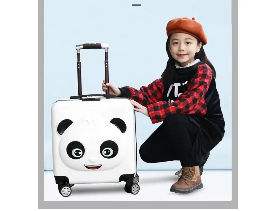 Panda Kid Travel luggage suitcase Trolley bags on wheels Kid wheeled carry on baggage Spinner  Children Rolling suitcase for Boy