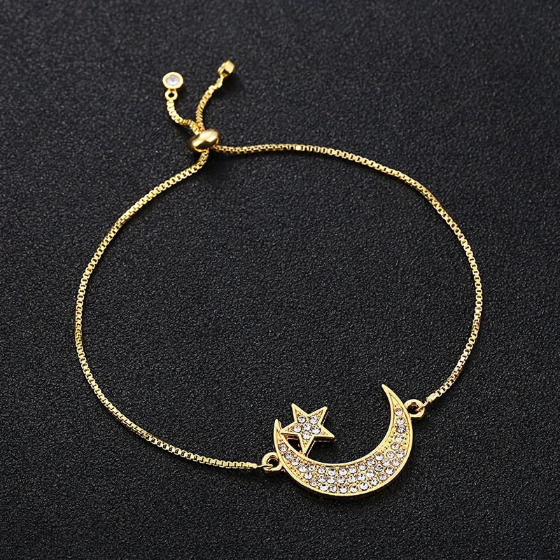 NEW Muslim Bracelets Ramadan Kareem Mubarak Crescent Adjustable Chains Allah Bracelets For Eid al-Fitr Islam Gift Jewelry