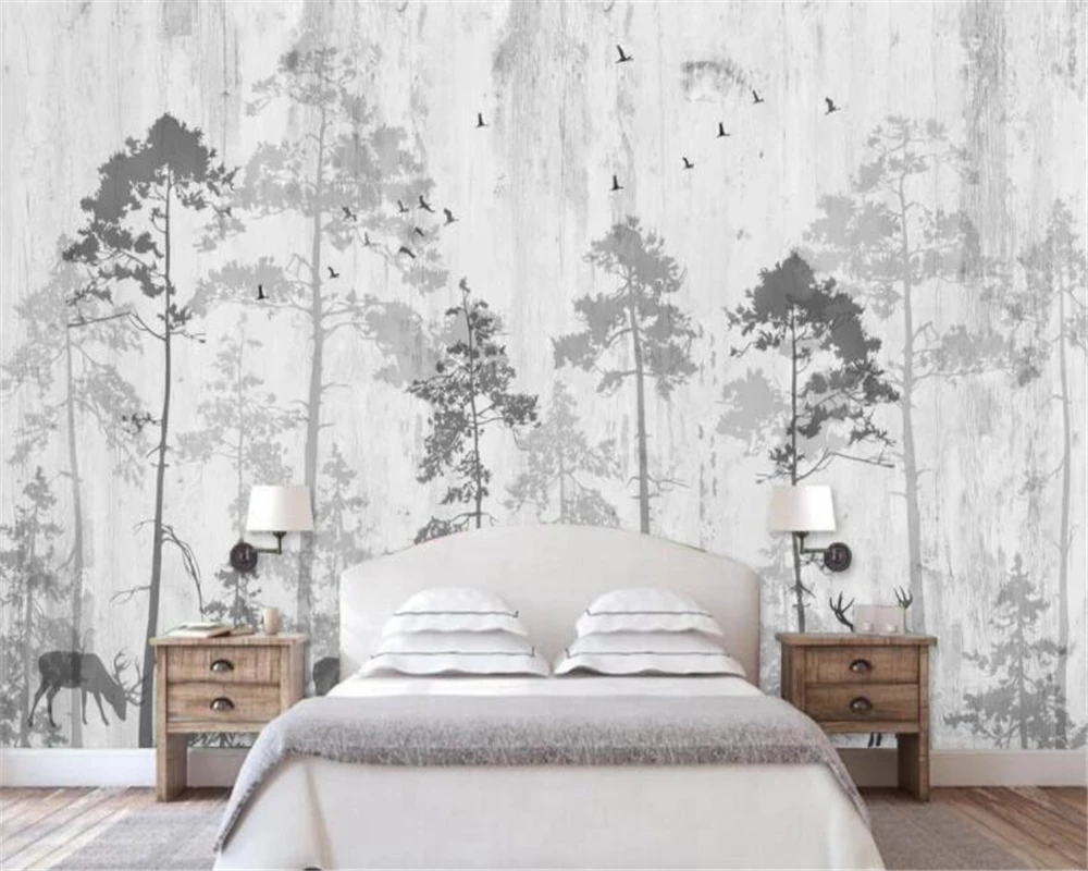 

Beibehang Custom wallpaper Hand drawn dreamy woods elk wall living room bedroom TV couch 3d wallpaper mural