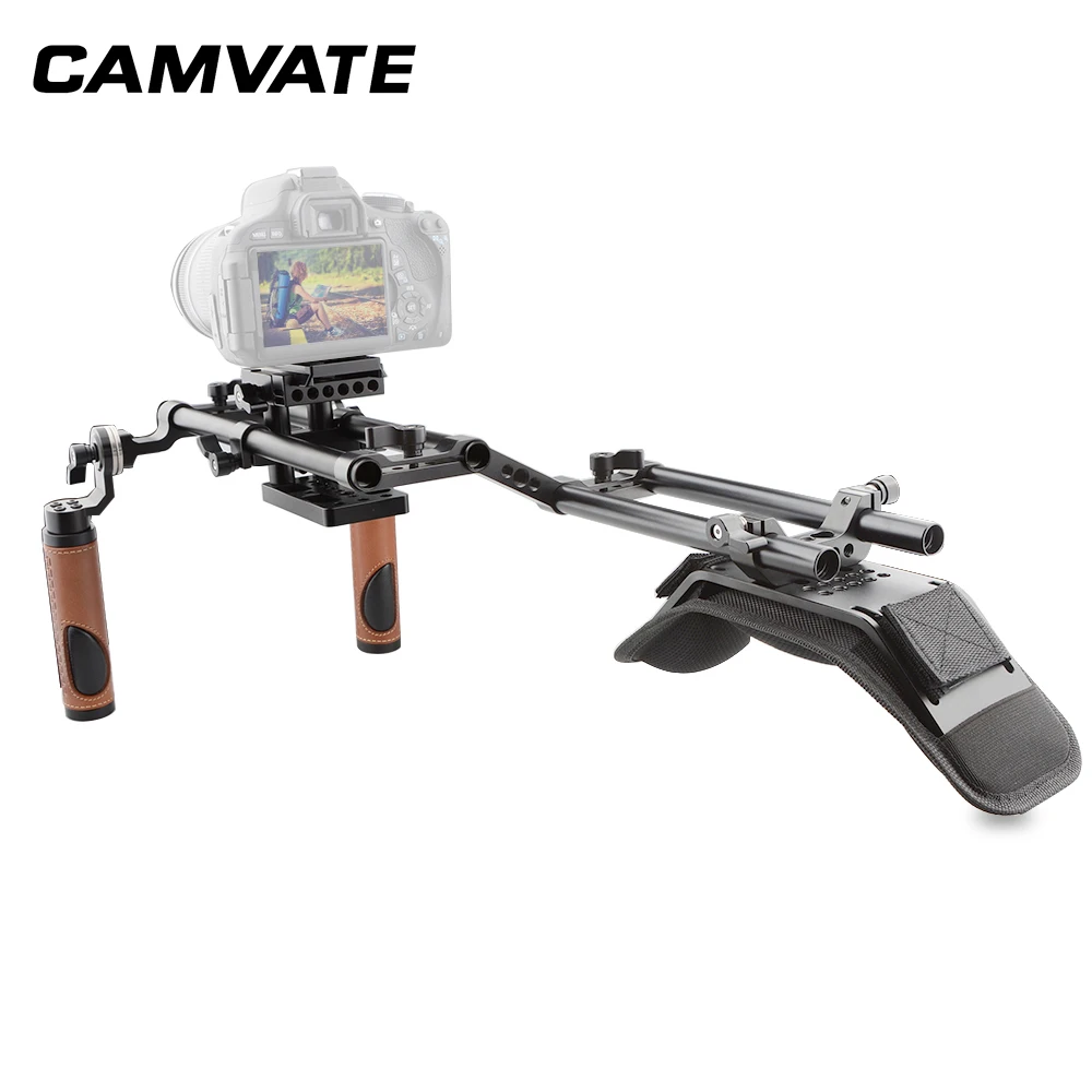 CAMVATE Camera Shoulder Rig With Foam Shoulder Pad & ARRI Rosette Dual Rod Clamp &Handle Grip For DSLR Camera Support System New