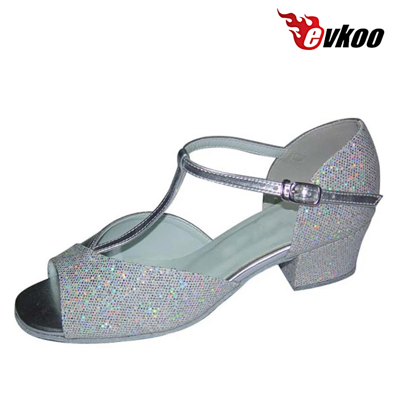 Evkoodance Latin Ballroom Dance Shoes For Girls 3cm Heel Golden And Sliver Shiny Material Evry Beautiful Hot Sale Evkoo-363