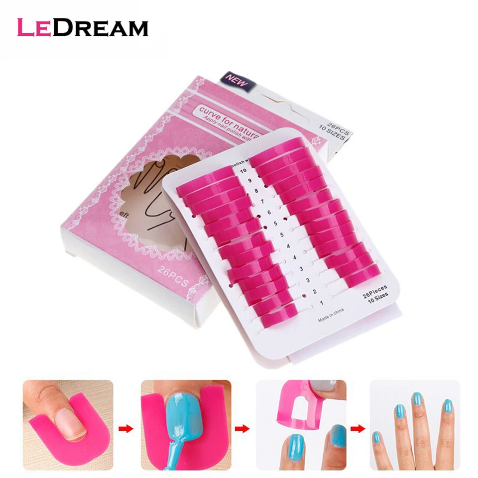 

26 pcs/pack Creative Nail Polish Spill-Resistant Anti Leak Shield Molds Tips Finger Cover Clip Nail Art Gel Polish Protector